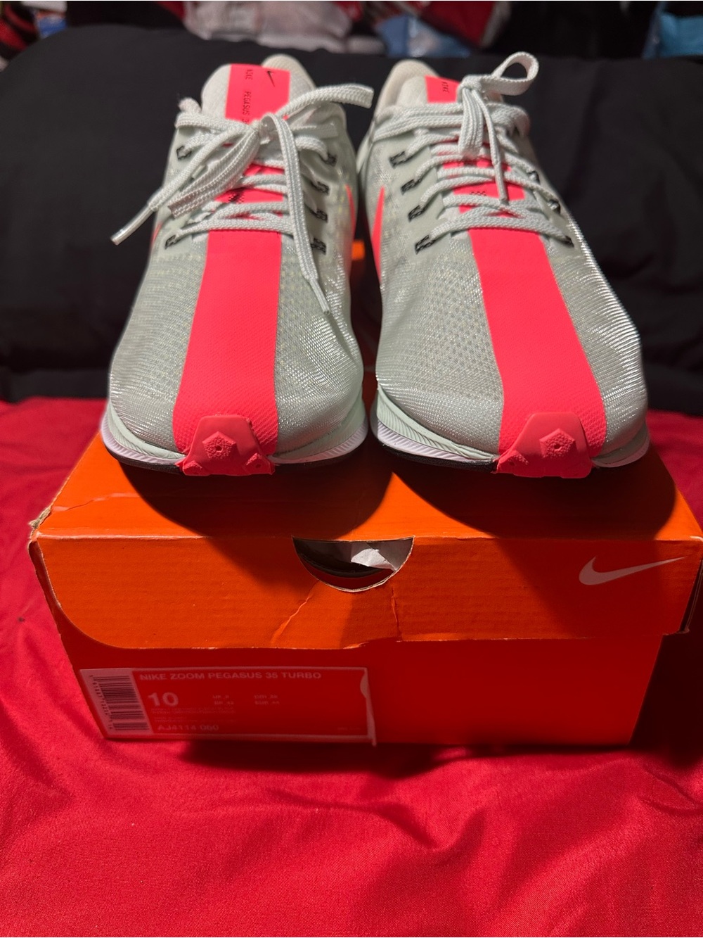 Nike Running Shoes - Light Gray with Neon Pink Stripe